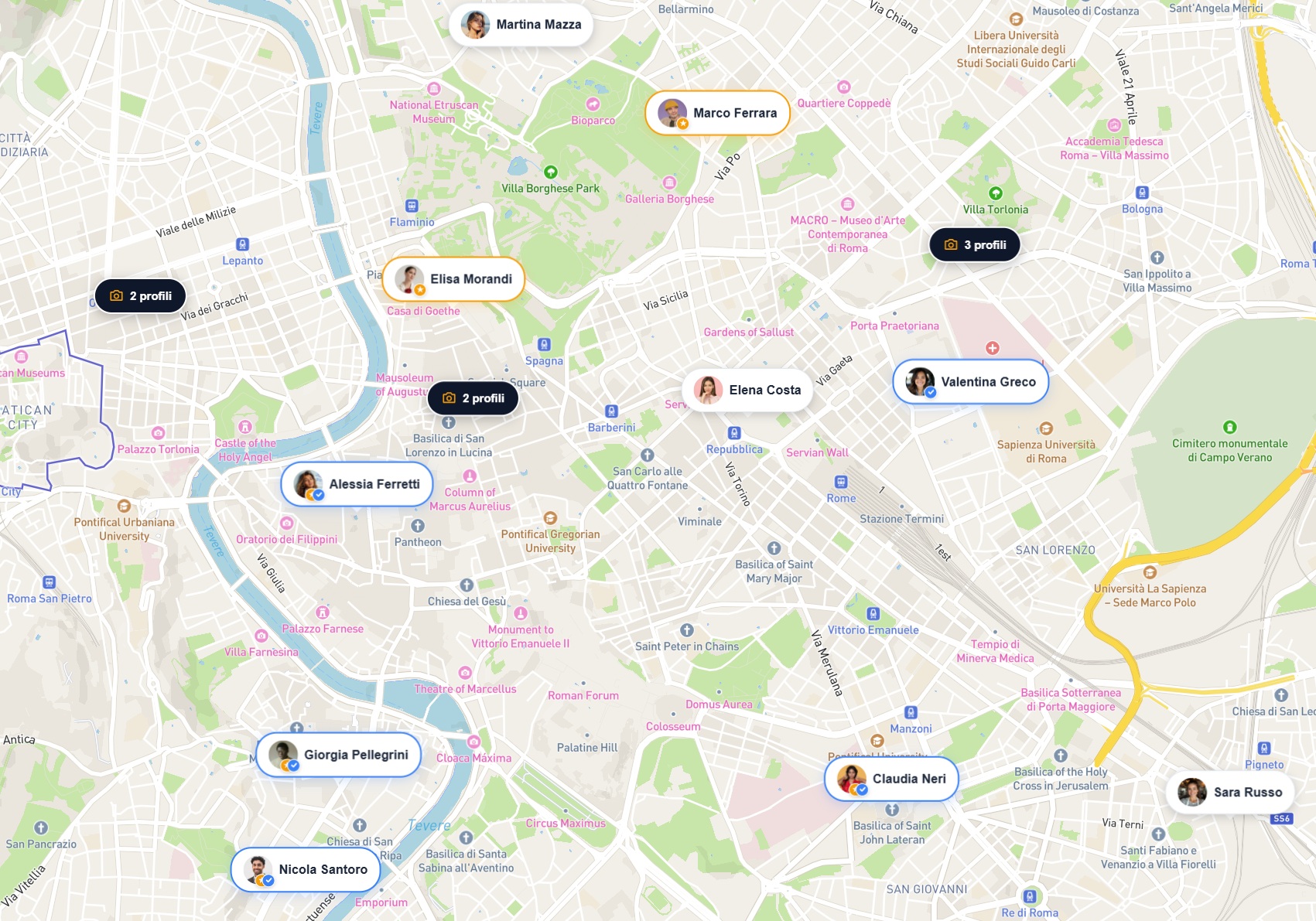 Mappa interattiva JustFolib - Trova professionisti nella tua zona